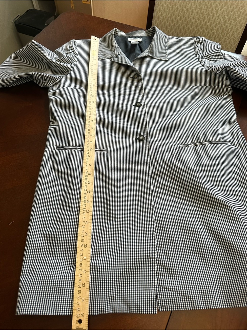 Women's blue vintage‎ trench gingham check Lightweight Coat - Picture 5 of 8